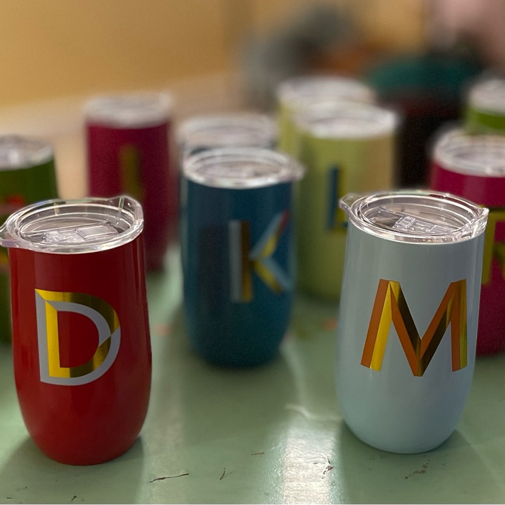 MONOGRAM GIFT NWT Dbl Wall Stainless Tumbler wLid A C D J K K L M N P R